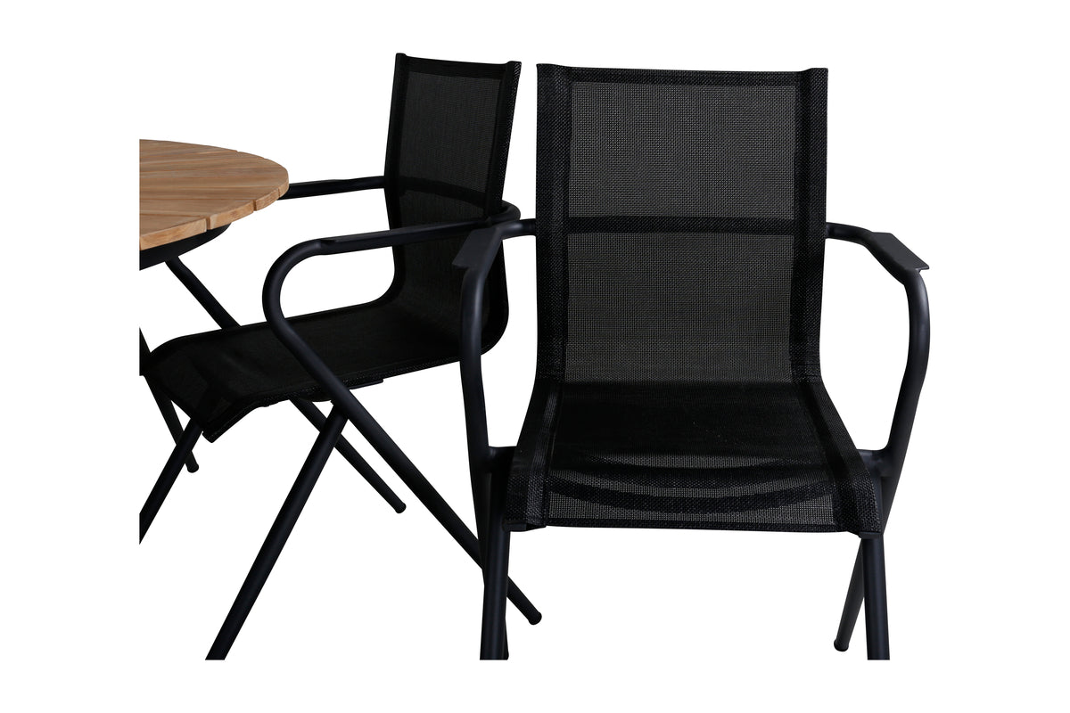 Alina & Mexico Spisestole Sort + Spisebord ⌀140