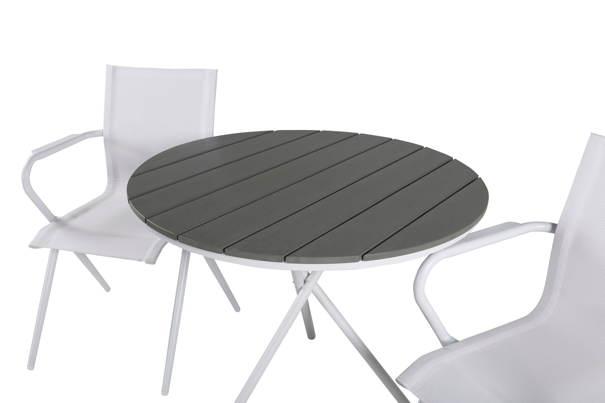 Alina & Parma Spisestole Hvid + Cafebord ⌀90