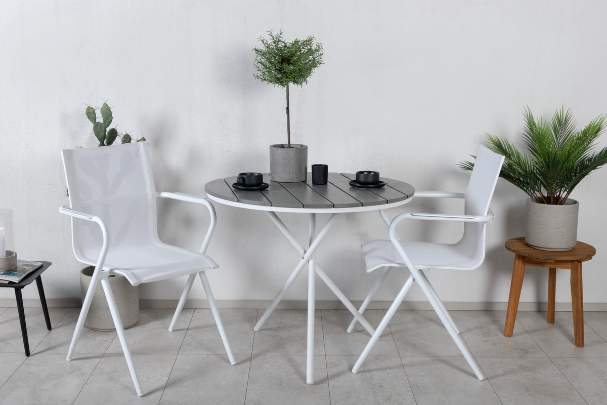 Alina & Parma Spisestole Hvid + Cafebord ⌀90