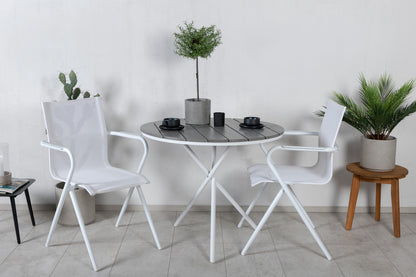 Alina & Parma Spisestole Hvid + Cafebord ⌀90