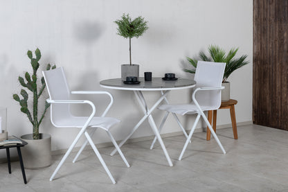 Alina & Parma Spisestole Hvid + Cafebord ⌀90
