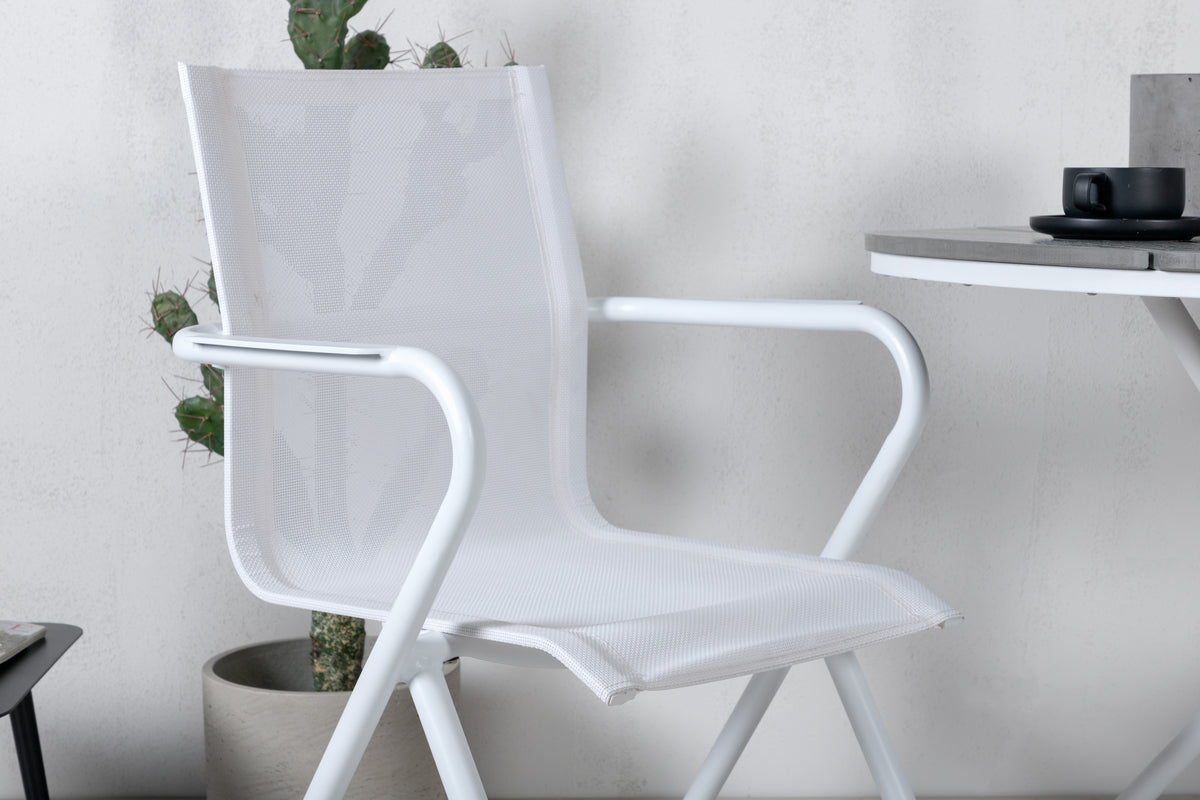 Alina & Parma Spisestole Hvid + Cafebord ⌀90