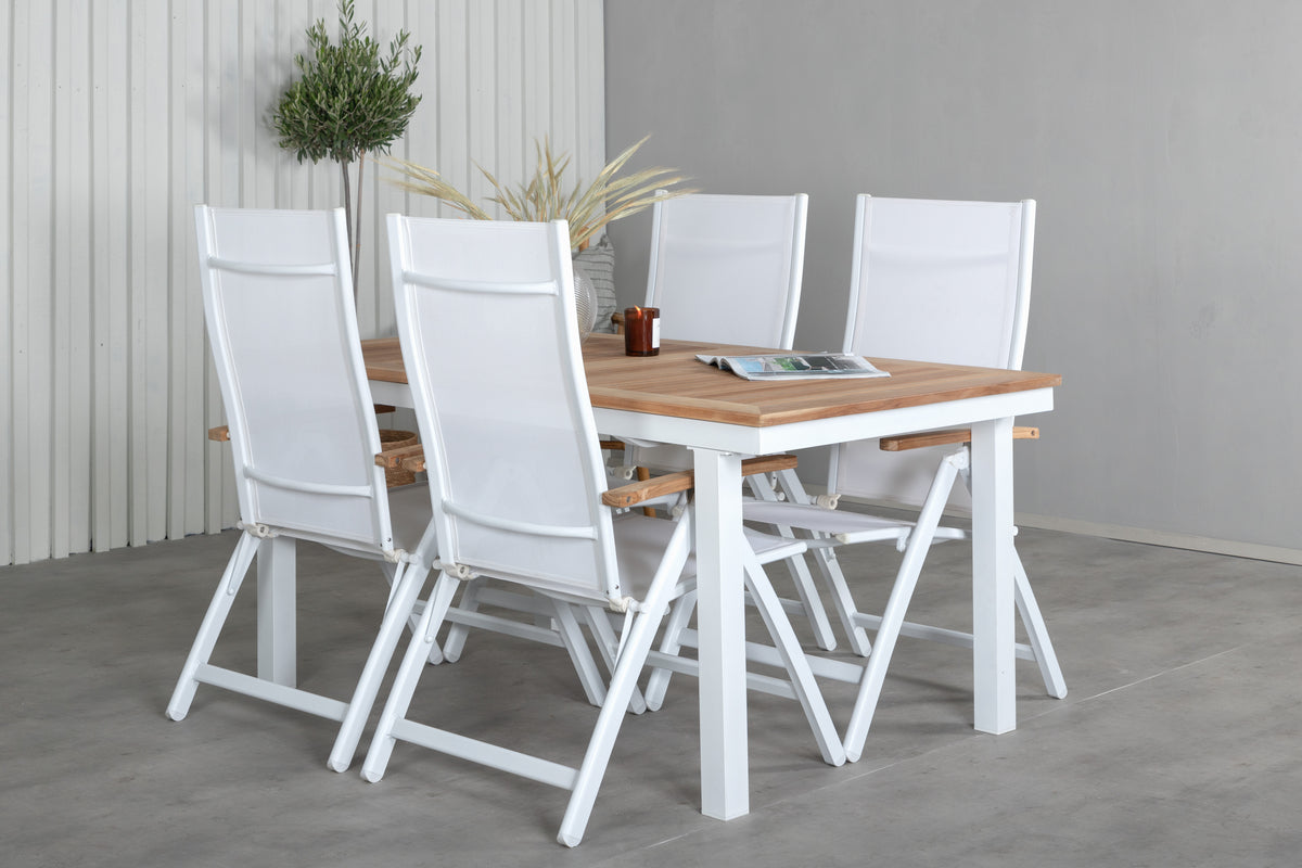 Panama Positionsstole Hvid + Spisebord 160 x 90