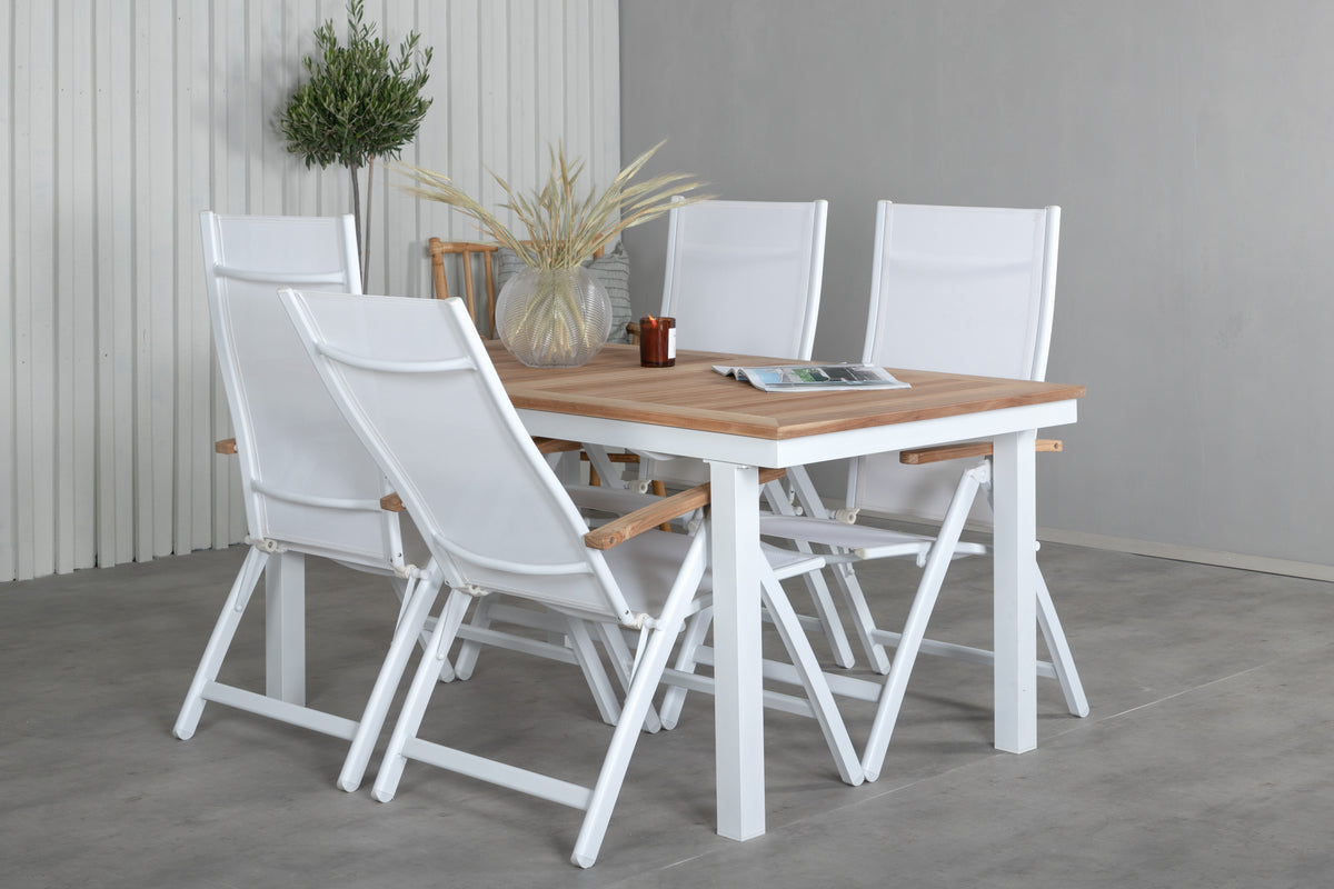 Panama Positionsstole Hvid + Spisebord 160 x 90