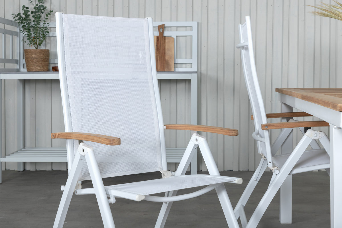 Panama Positionsstole Hvid + Spisebord 160 x 90