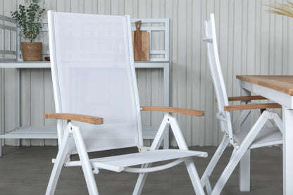 Panama Positionsstole Hvid + Spisebord 160 x 90