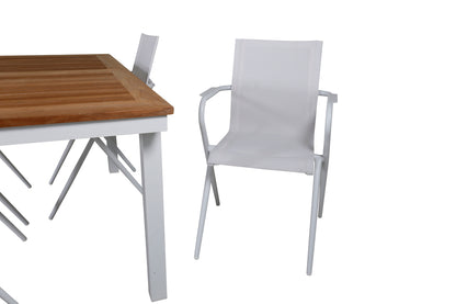 Alina & Panama Spisestole Hvid + Rektangulære Spisebord 160x90x75 Hvid