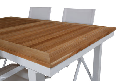 Alina & Panama Spisestole Hvid + Rektangulære Spisebord 160x90x75 Hvid