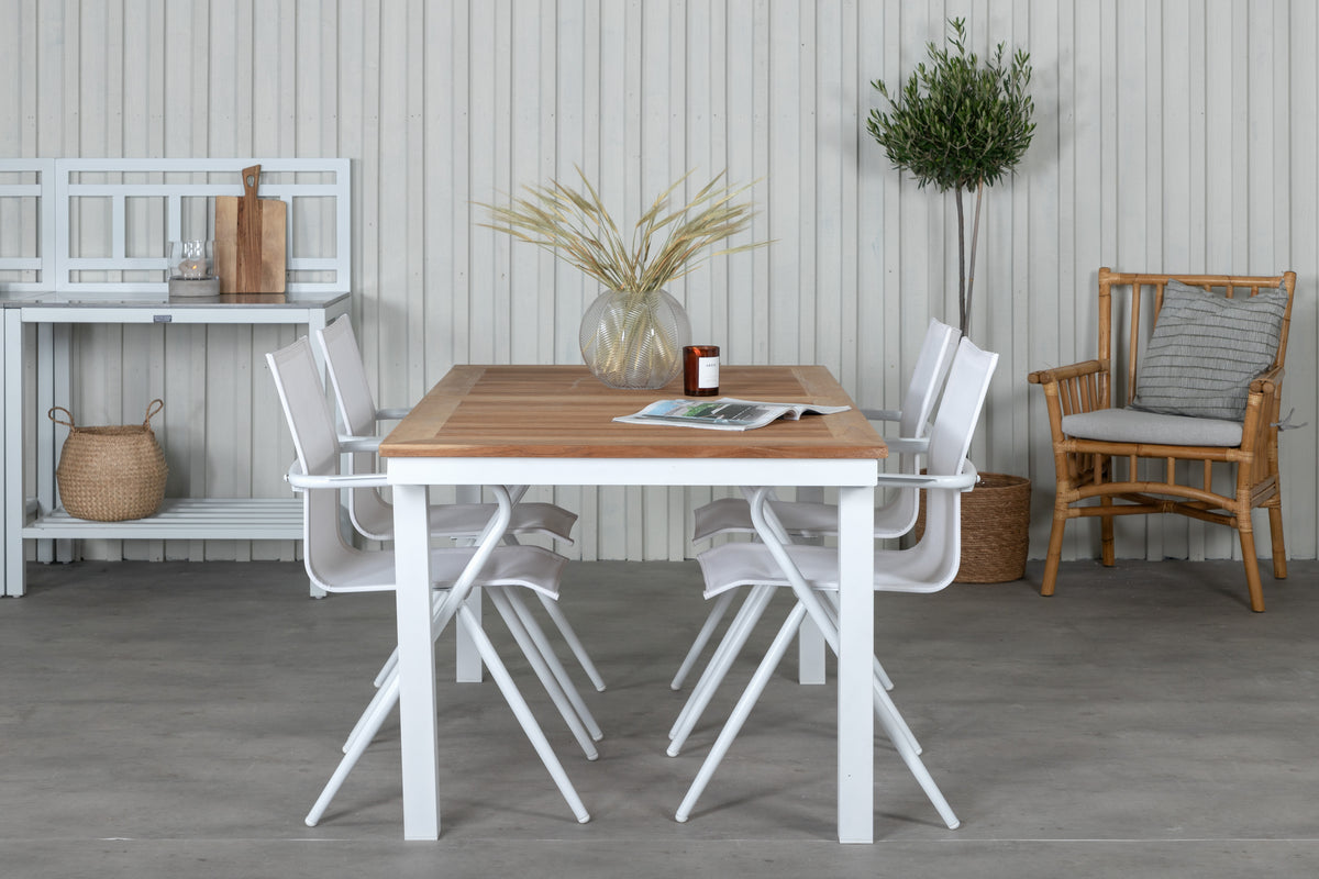 Alina & Panama Spisestole Hvid + Rektangulære Spisebord 160x90x75 Hvid