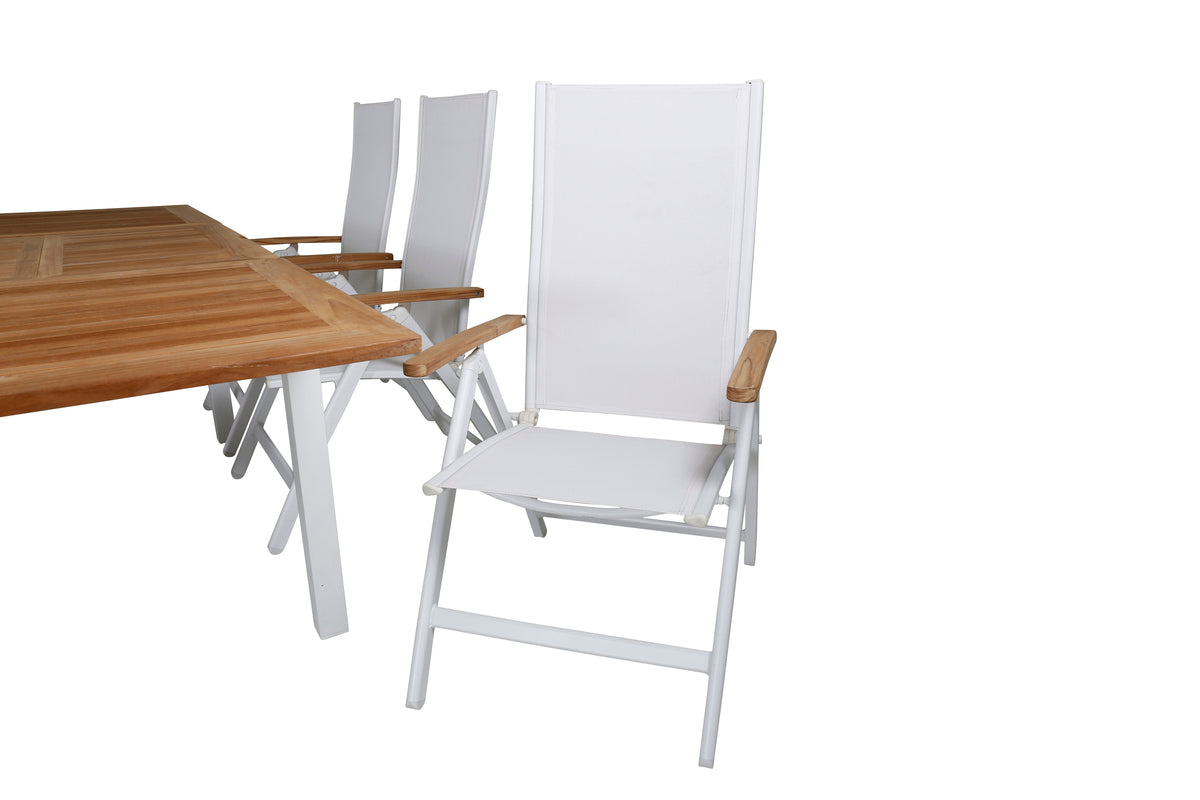 Panama Positionsstole Hvid + Rektangulære Spisebord 160x90x75 Hvid