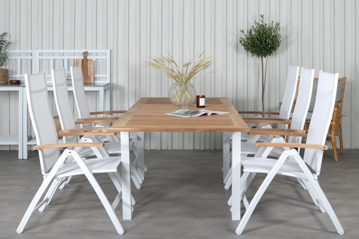 Panama Positionsstole Hvid + Rektangulære Spisebord 160x90x75 Hvid