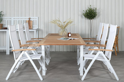 Panama Positionsstole Hvid + Rektangulære Spisebord 160x90x75 Hvid