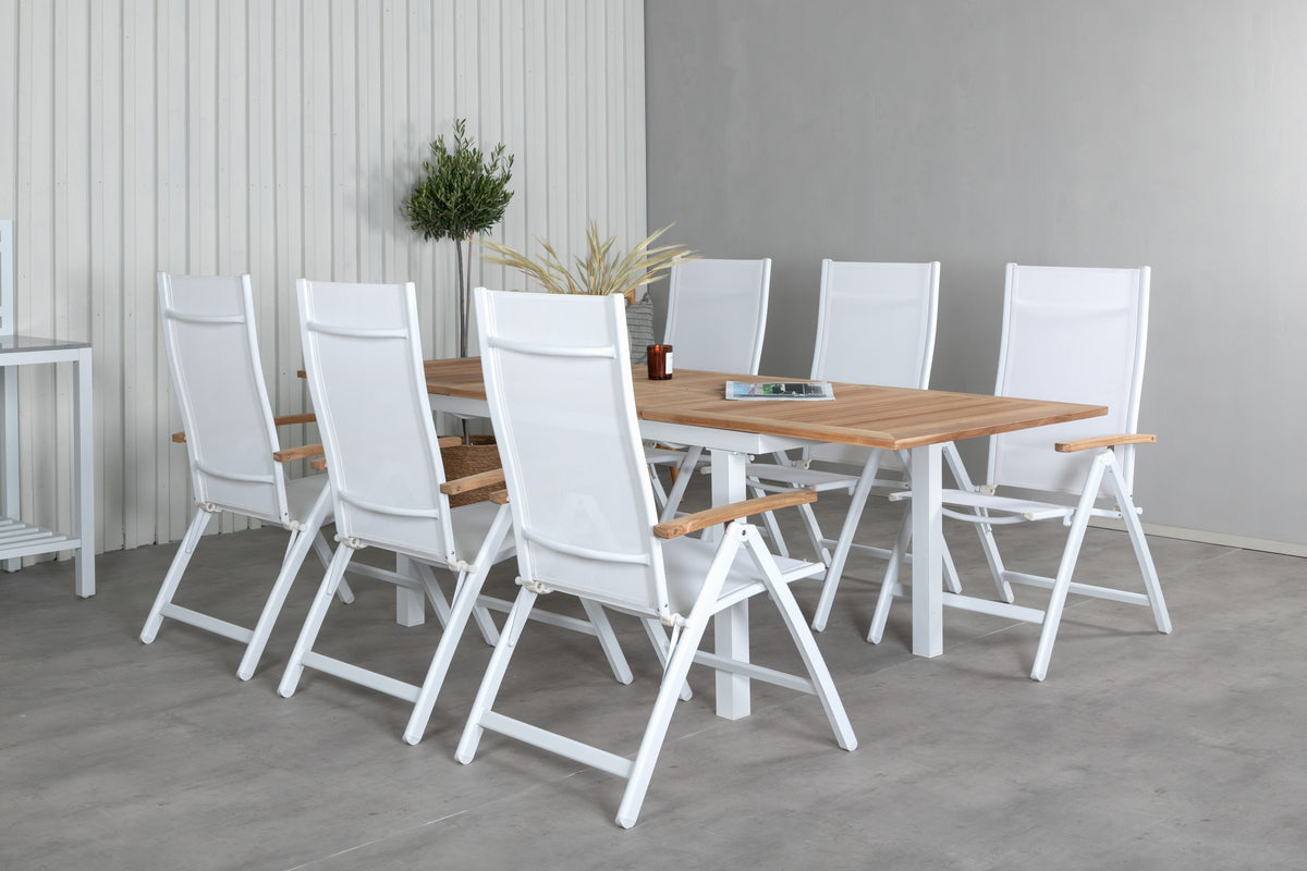 Panama Positionsstole Hvid + Rektangulære Spisebord 160x90x75 Hvid