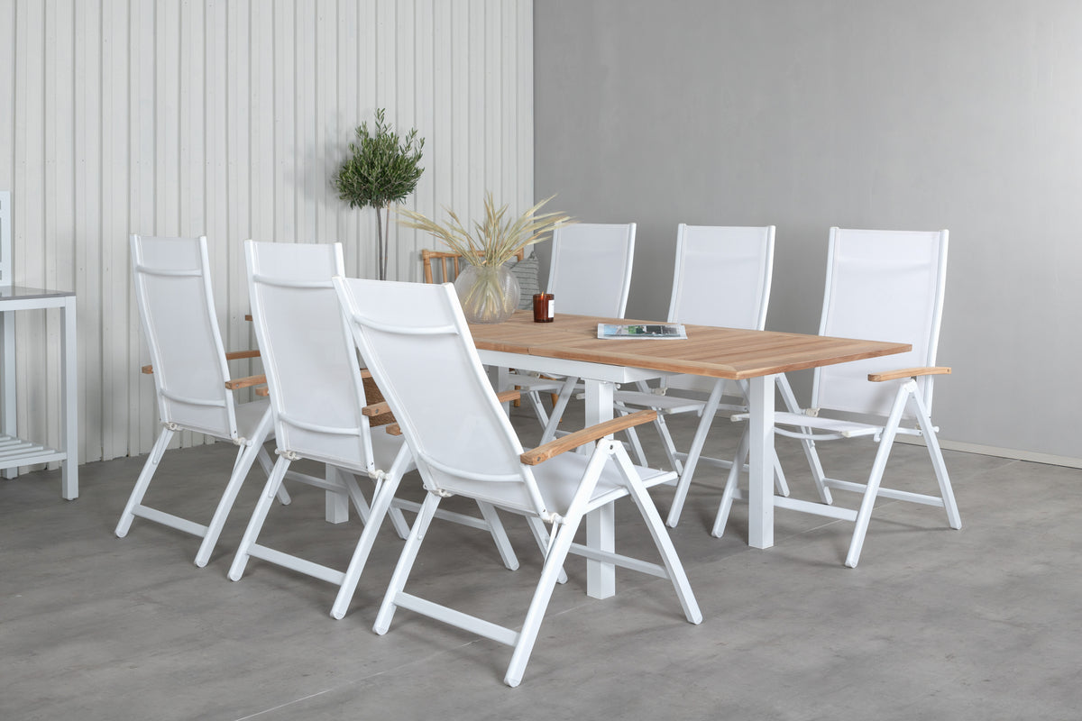 Panama Positionsstole Hvid + Rektangulære Spisebord 160x90x75 Hvid