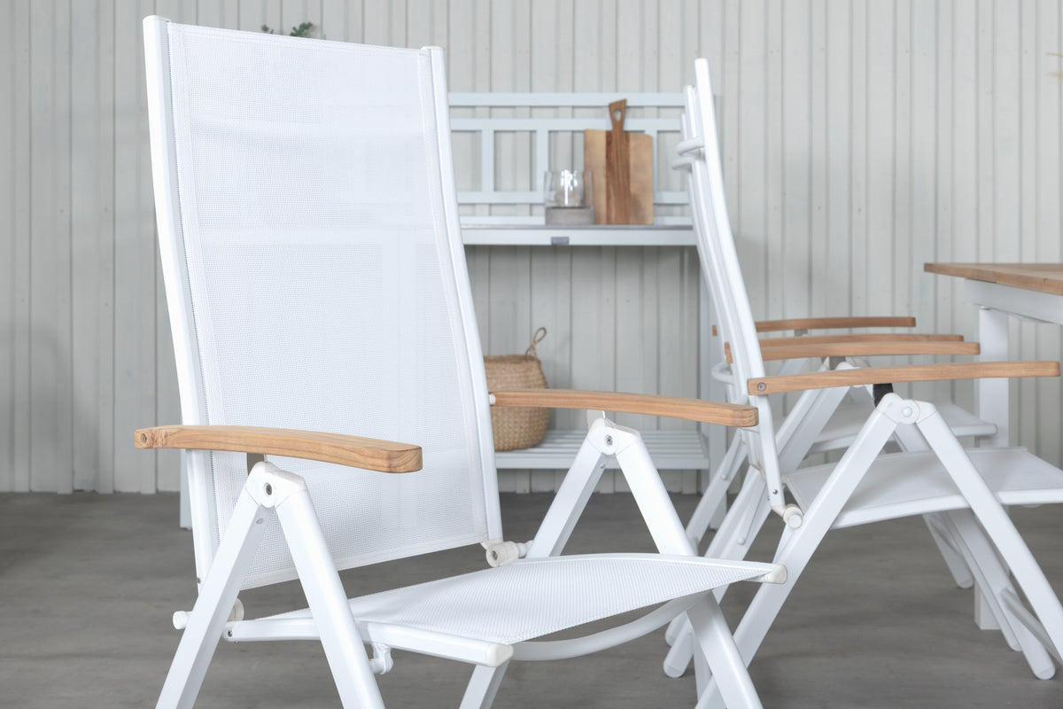 Panama Positionsstole Hvid + Rektangulære Spisebord 160x90x75 Hvid