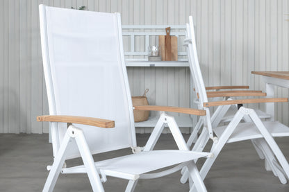 Panama Positionsstole Hvid + Rektangulære Spisebord 160x90x75 Hvid