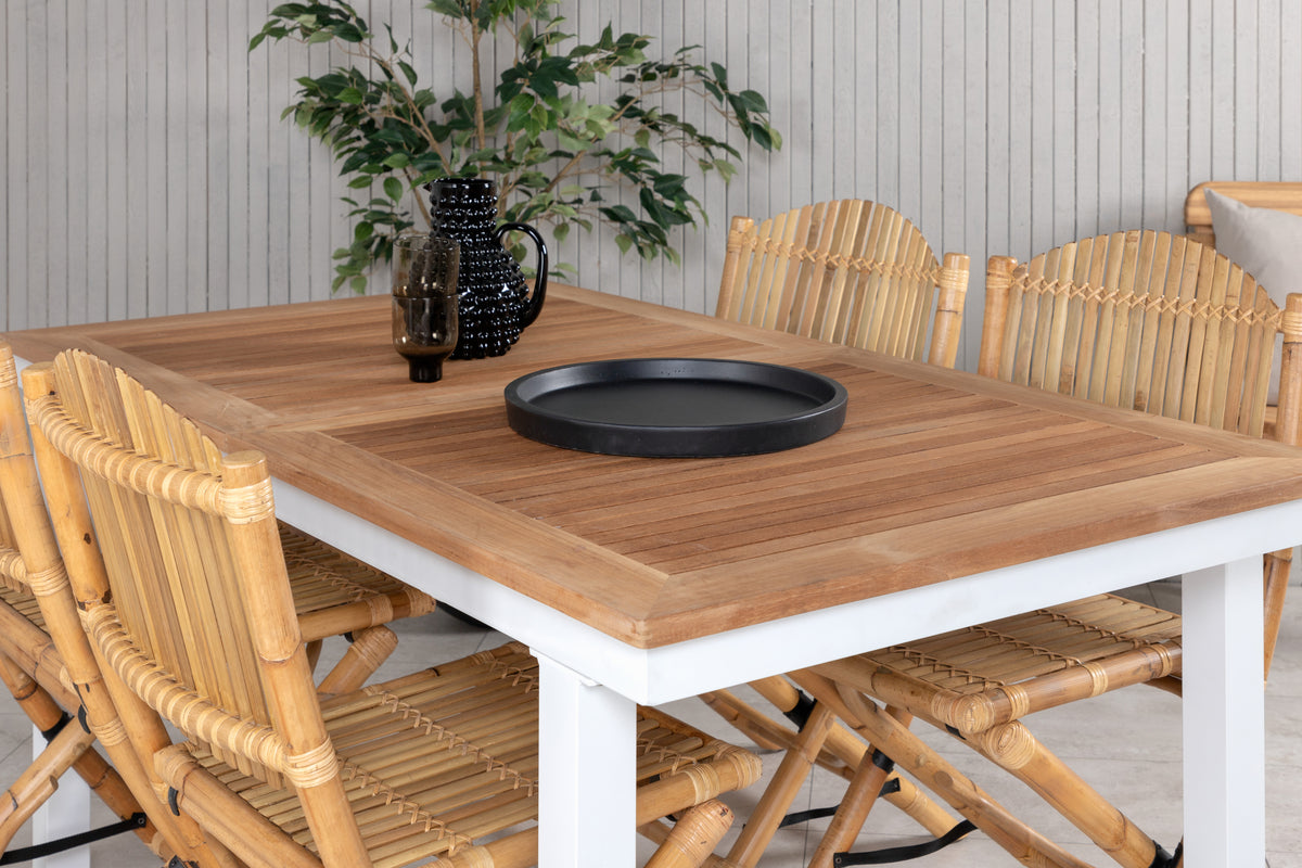 Cane & Panama Caféstole Natur + Spisebord 160 x 90