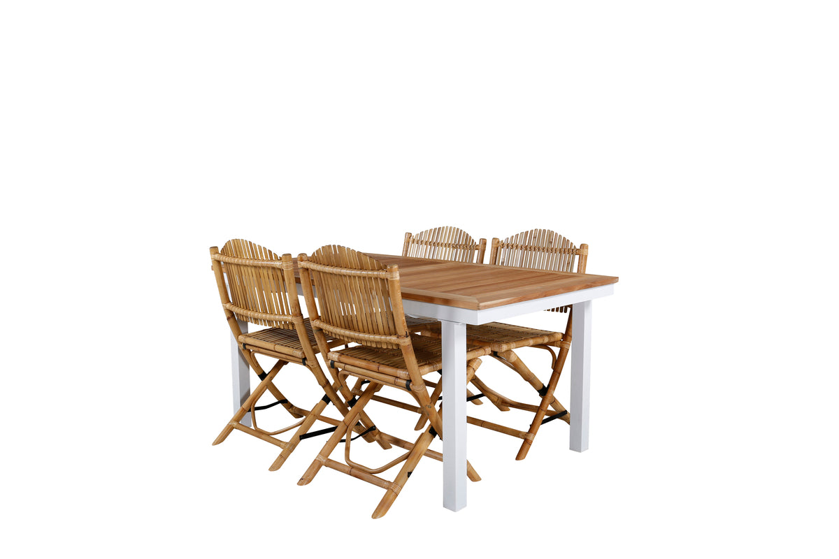 Cane & Panama Caféstole Natur + Spisebord 160 x 90