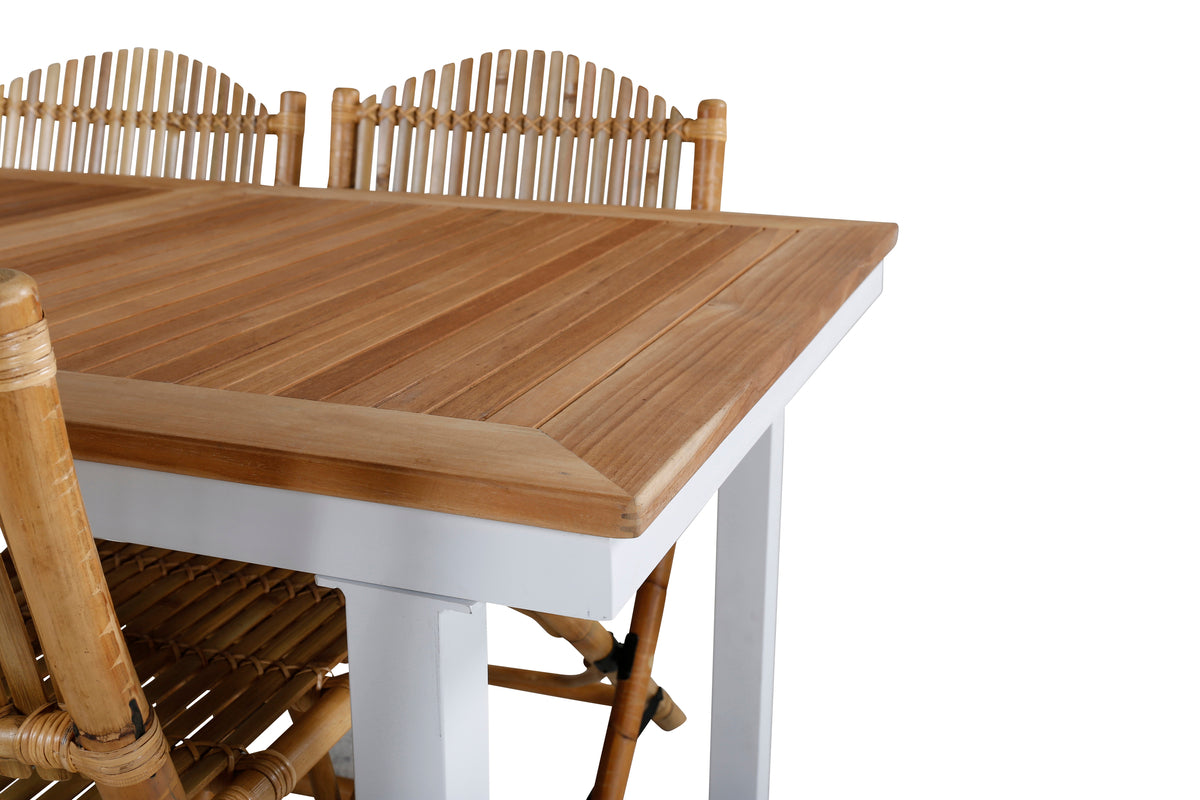 Cane & Panama Caféstole Natur + Spisebord 160 x 90