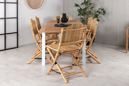 Cane & Panama Caféstole Natur + Spisebord 160 x 90