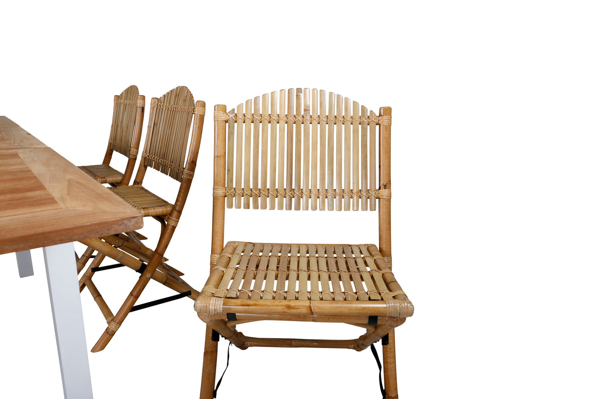 Cane & Panama Caféstole Natur + Spisebord 160 x 90