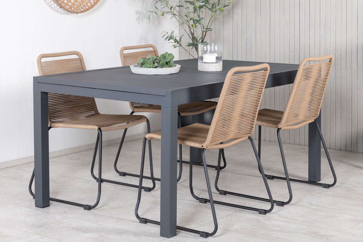 Lindos & Marbella Spisestole Brun + Spisebord 160x100x75