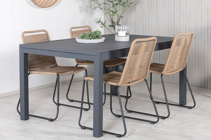 Lindos & Marbella Spisestole Brun + Spisebord 160x100x75