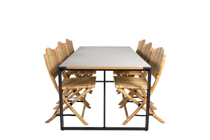 Cane & Texas Caféstole Natur + Spisebord 200x100