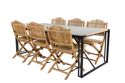 Cane & Texas Caféstole Natur + Spisebord 200x100