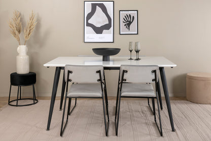 Jimmy & Kenth Rektangulært Spisebord 150 x 90 Hvid + Spisebænk 2-pak Grå