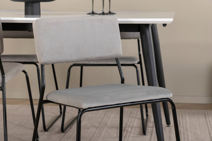 Jimmy & Kenth Rektangulært Spisebord 150 x 90 Hvid + Spisebænk 2-pak Grå