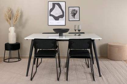 Jimmy & Kenth Rektangulært Spisebord 150 x 90 Hvid + Spisebænk 2-pak Sort