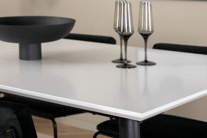 Jimmy & Kenth Rektangulært Spisebord 150 x 90 Hvid + Spisebænk 2-pak Sort
