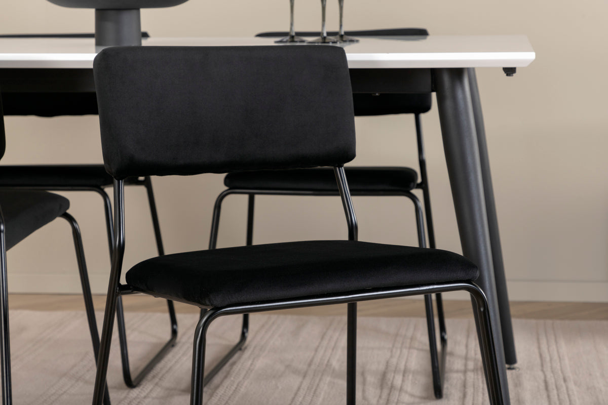 Jimmy & Kenth Rektangulært Spisebord 150 x 90 Hvid + Spisebænk 2-pak Sort