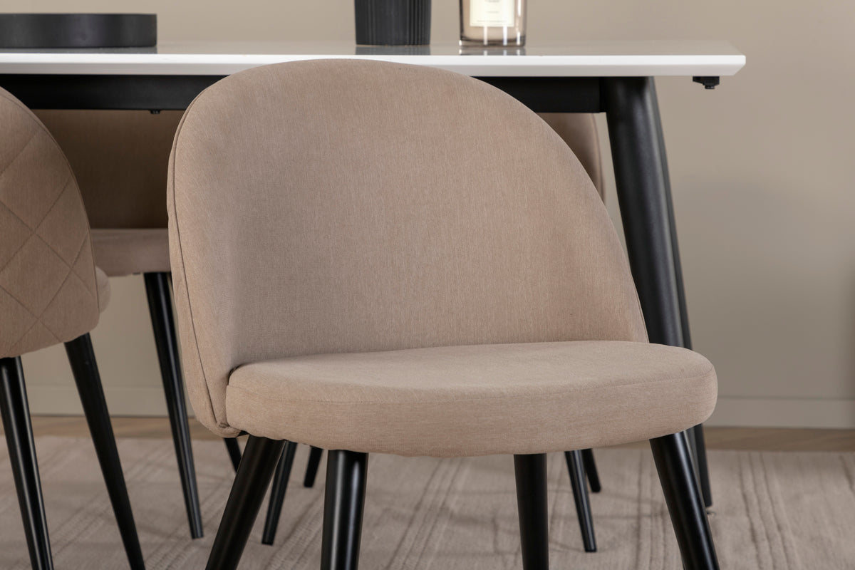 Jimmy & Velvet Rektangulært Spisebord 150 x 90 Hvid + Spisebænk 2-pak Beige