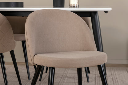 Jimmy & Velvet Rektangulært Spisebord 150 x 90 Hvid + Spisebænk 2-pak Beige