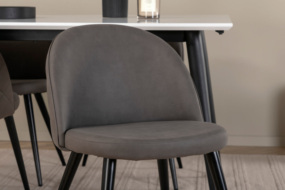 Jimmy & Velvet Rektangulært Spisebord 150 x 90 Hvid + Spisebænk 2-pak Grå