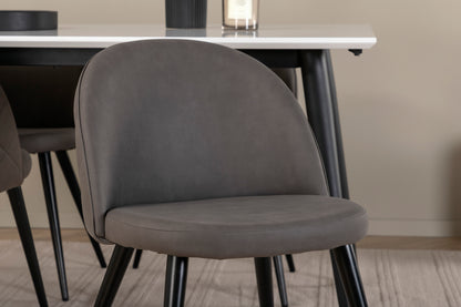 Jimmy & Velvet Rektangulært Spisebord 150 x 90 Hvid + Spisebænk 2-pak Grå