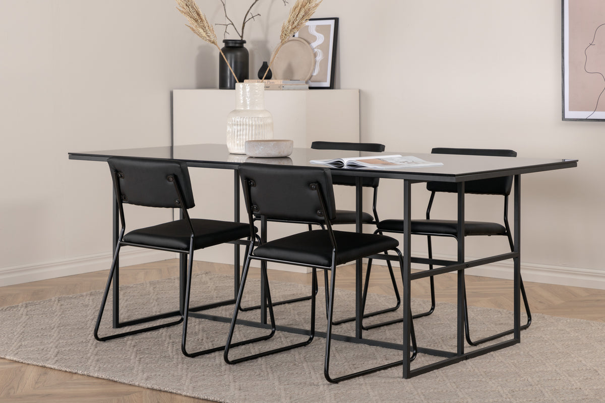 Kenth & Leif Spisebordsstole Sort + Spisebord 90x200