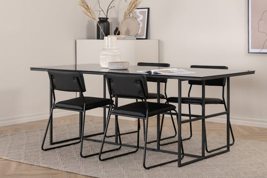 Kenth & Leif Spisebordsstole Sort + Spisebord 90x200