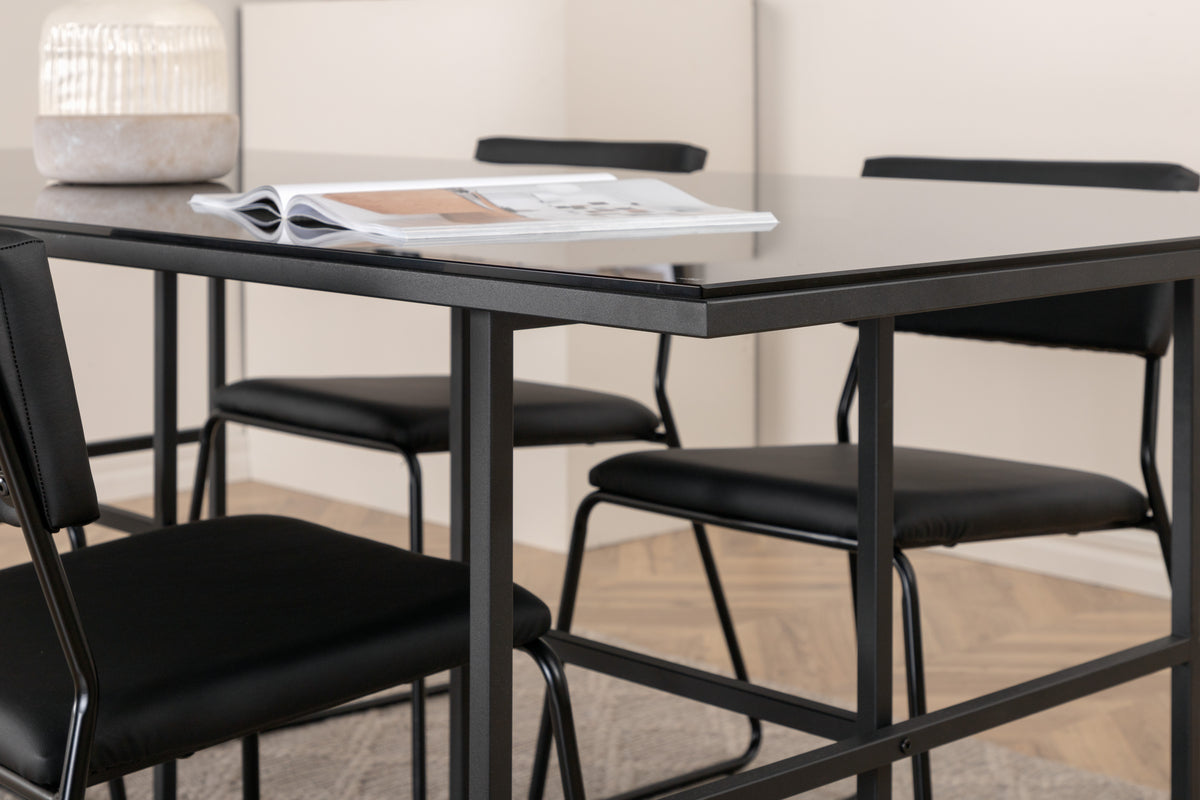 Kenth & Leif Spisebordsstole Sort + Spisebord 90x200