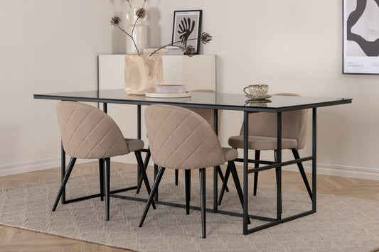 Leif & Velvet Spisebord 90x200 + Spisestole Beige