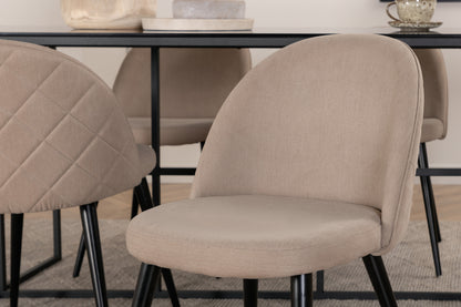 Leif & Velvet Spisebord 90x200 + Spisestole Beige