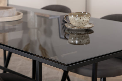 Leif & Velvet Spisebord 90x200 + Spisestole Grå