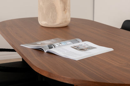 Tvist & Bianca Spisebænk 2-pak Sort + Oval Spisebord 200 x 90 Valnød