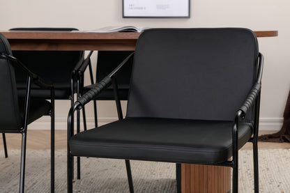 Tvist & Bianca Spisebænk 2-pak Sort + Oval Spisebord 200 x 90 Valnød