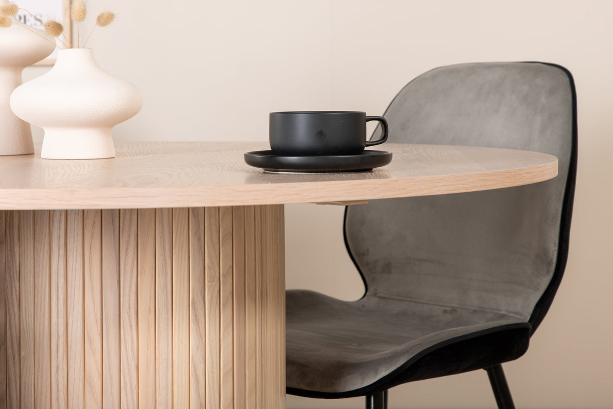 Emma & Bianca Spisebænk 2-pak Grå + Rundt Spisebord ⌀110 Hvidvask