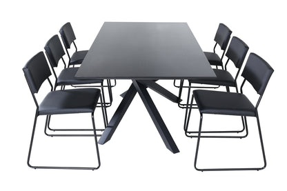 Kenth & Piazza Spisebordsstole Sort + Spisebord 90x180