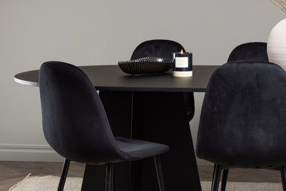 Spisebordsstol 2-pak Sort + Ovalt Spisebord 230 x 115 Sort