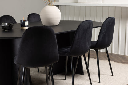 Spisebordsstol 2-pak Sort + Ovalt Spisebord 230 x 115 Sort